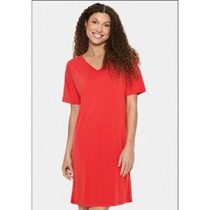 Eileen Fisher V Neck Dress Tencel Lyocell Red Womens Size M/M‎ NWT / Midi